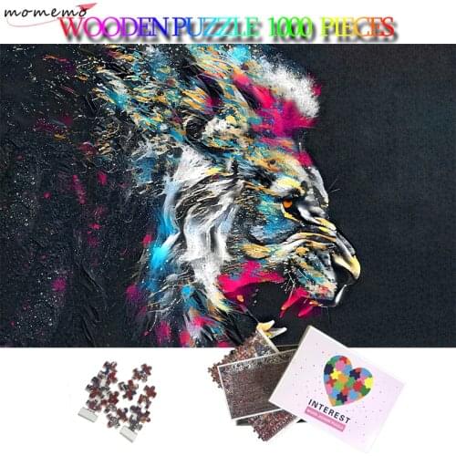 MOMEMO Painted Lion Art Jigsaw Puzzle 1000 Pieces Wooden 50*75cm Puzzle Home Decor Puzzle Games Adults Puzzles Toys Kids Gifts