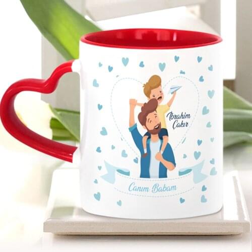 Personalized Fathers Day Themed Red Heart Mug Cup 14-496