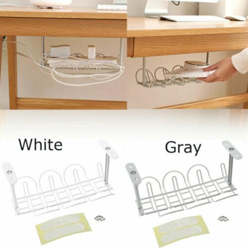 1pc Under Desk Easy Install Cable Management Tray Wire Cord Power Strip Adapter Organizer Kitchen Shelf