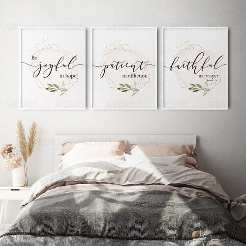 Bible Verse Posters and Prints Typography Christian Canvas Painting Geometric Gold Pink Pictures Home Decor Wall Art Picture