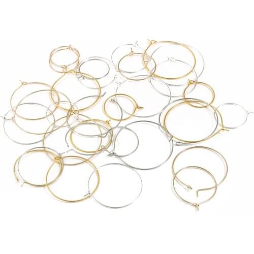 20/25/30/35mm 50pcs 4 colors Iron Round Hook Earrings Big Circle Ear Wire Hoops Earrings Wires For DIY Jewelry Making Supplies