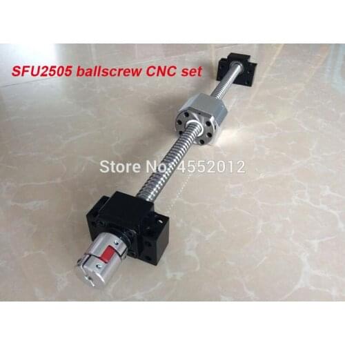 SFU / RM 2505 Ballscrew 300 400 500 600 650 mm with end machined + Ballnut + BK/BF20 End support + Nut Housing + CNC parts
