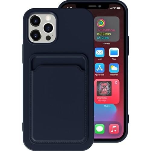 Card Holder Wallet Case For iPhone 12 Mini 11 Pro Max 12Pro X XS XR 7 8 Plus SE 2020 6S Silicone Cover Pacific Blue Accessories