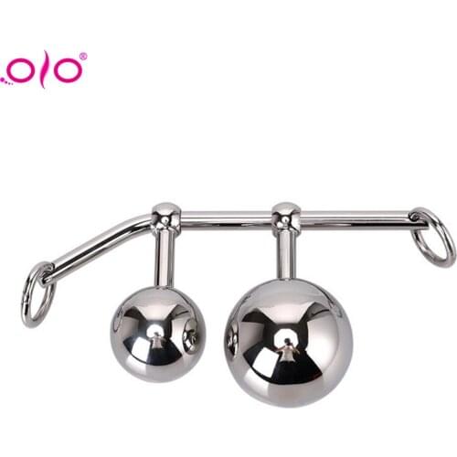 OLO Female Anal Vagina Double Ball Plug In Steel Chastity Belts Rope Hook for Women Locking Chastity Belt for Couple Sex Toys