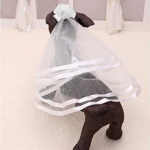 Pet Wedding Headwear Dog Bride Headdress Bridal Veil White Length 32cm