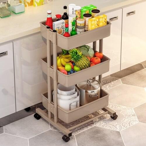 Kitchen Furniture Kitchen Islands Trolleys Rolling Storage Cart Plastic Basket Can Move Organizer Shelf Kitchen Cart VTEZ