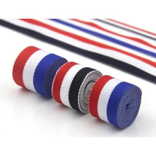 5m Tri-color striped webbing color polyester cloth clothing bags decorated with navy style ribbon medal tape