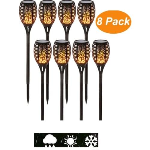 2-8 pcs Outdoor Waterproof Flickering Flame Lamp Solar Torch Light Home Garden Fence Lawn Walkway Decoration1/2/4Pcs