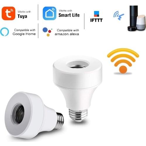 2 Pack Wifi Smart Bulb Socket Compatible with E26 E27, WiFi Light Bulb Base Adapter Work with Alexa/Google Home/IFTTT, No Hub Re