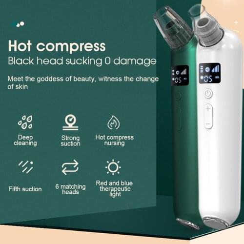 Blackhead Remover Deep Pore Cleaning Rechargeable Blackhead Extractor with 6 Suction Heads Skin Care Device