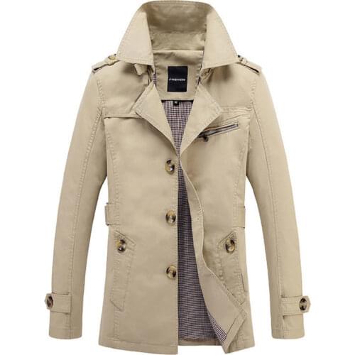 Windbreaker Man Jackets Turn-down Collar Men Trench Coat Washed Jacket Single-breasted Regular Multi-color M-5XL