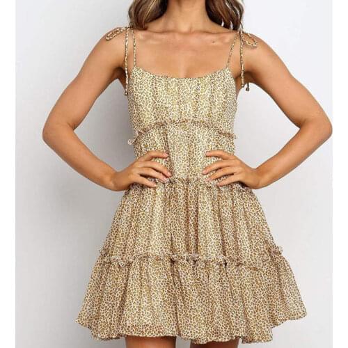 Summer Polyester Womens Dress Slash Neck Sleeveless Pullover Halter Print Lace-Up Backless Fashion Streetwear Dress