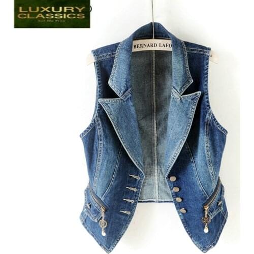 Sleeveless Waistcoat 2021 Womens New Fashion Spring-autumn Denim Vest Jeans Female Casual Vests Lady Tops Clothes LWL575