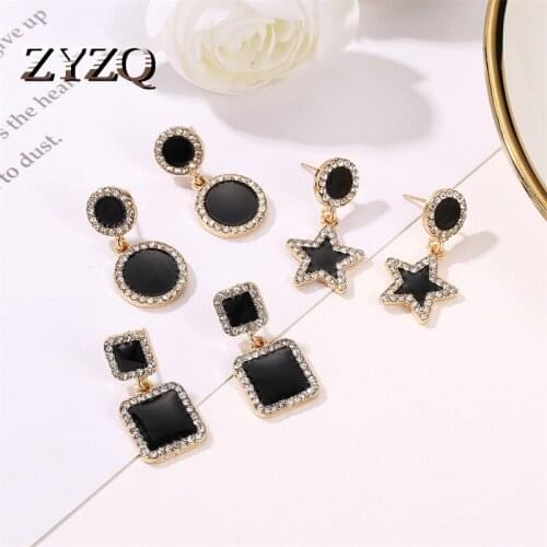 ZYZQ Creative Five-Pointed Sstar Flash CZ Earrings Simple Square Earrings For Women Party Trend Jewelry