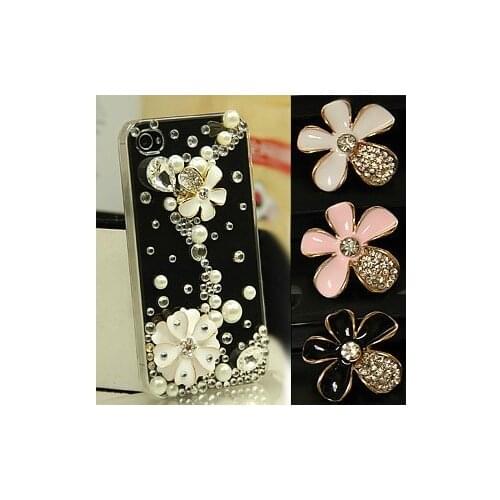 15pcs/lot Cell Phone case DIY Rhinestone Zinc Alloy Flower Decoration Charms A033