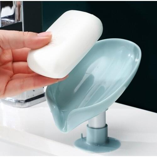 1/Leaf 1/2Pcs Shape Soap Dish Box Soap Drain Holder Toilet Soap Rack Sucker Soap Dish Bathroom Accessories