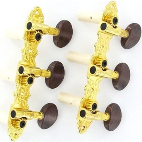 2pcs Classical Guitar Tuning Pegs Machine Heads Tuner (Golden+Chocolate)