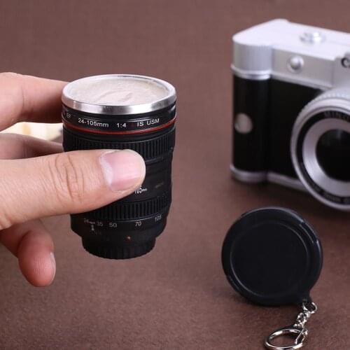 50ml Creative Lens Camera Travel Coffee Tea Cup Mini Tea Mug Water Bottle Home DrinkwareStainless Steel Brushed Liner Black