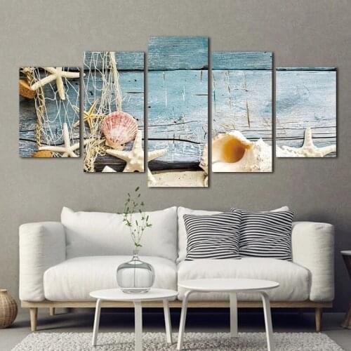 5D DIY 5PCS Beach Shell Landscape Art Paintings Full Square Round Diamond Embroidery Diamond Painting Cross Stitch mosaic