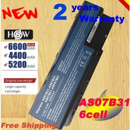 HSW laptop battery 5520 for Acer AS07B31 AS07B41 AS07B51 AS07B61 AS07B71 AS07B72 battery for laptop 5230 5235 5310 5315 Fast shi