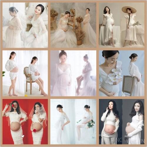Maternity Dresses For Photo Shoot Pregnant Women Party Dress White Wedding Fashion Clothes Summer