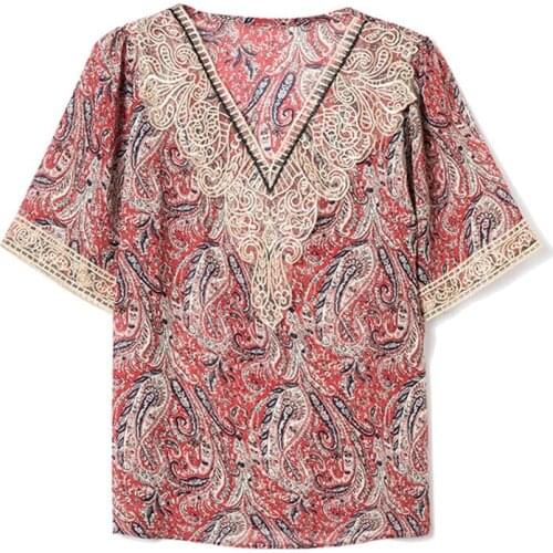 Vintage france style womens blouses silk shirts tops New Spring summer short sleeve Blouse Female Tops Blusas Mujer