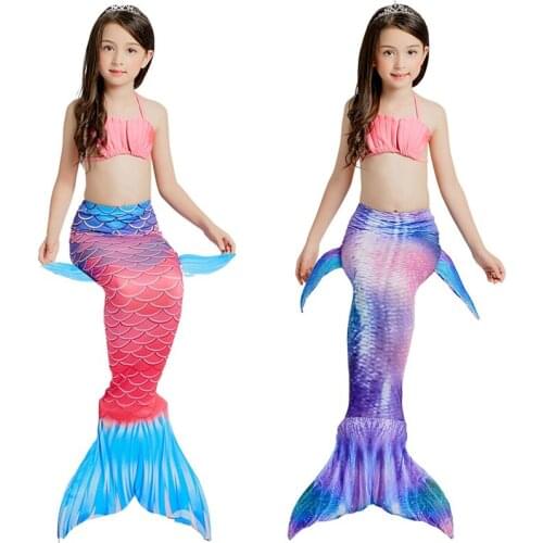 DUOJIAOYAN 3pcs/Set New Fairy Tale Kids colorful Swimwear Costume Girls Mermaid Tail Swimming Bikini Set