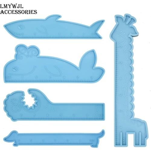 Epoxy Resin Cartoon Animal Inch Square Ruler Silicone Mold Cute Ruler Casting Resin Mold DIY Crafts Making Accessories