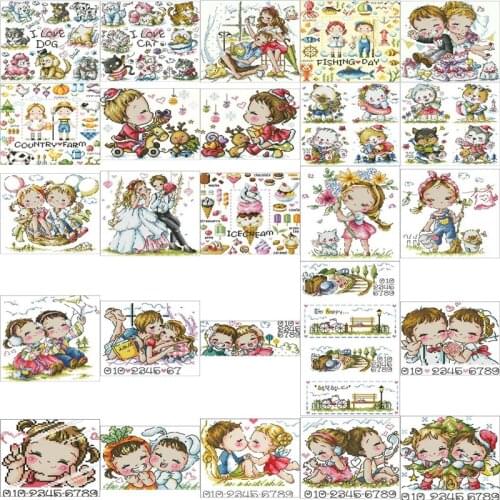 Top selling 4.87usd 4 Counted Cross Stitch 11CT 14CT 18CT DIY Chinese Cross Stitch Kits Embroidery Needlework Sets