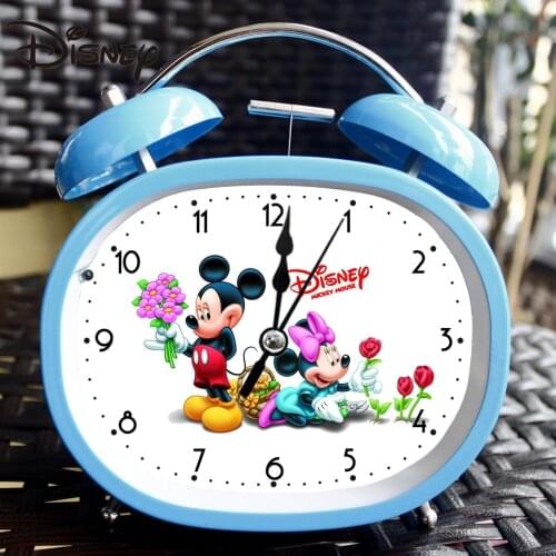 Disney Mickey Mouse Minnie Metal Oval Alarm Clock Creative Childrens Silent Anime Gift Stationery Digital Clock