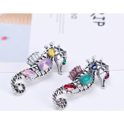 Fashion Animal Series Rhinestone Seahorse Brooch Sea Horse Brooches Brooch Pins Vintage Jewelry Bouquet for Women Men Jewelry