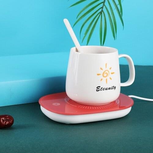 55 Degree Constant Temperature Coffee Warmer Set Electric Cup Mat with Mug 16W USB Heating Cup Wad for Drink