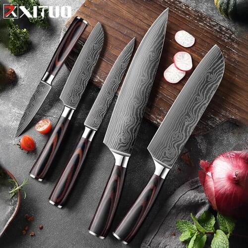 XITUO 8'' inch Chef Knife Japanese Stainless Steel Sanding Laser Pattern Knives Professional Sharp Blade Knife Cooking Tool Gift