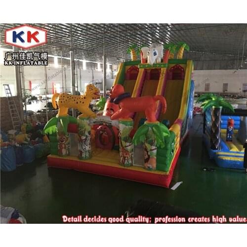 Safari inflatables jungle animal lion bouncer slide for kids