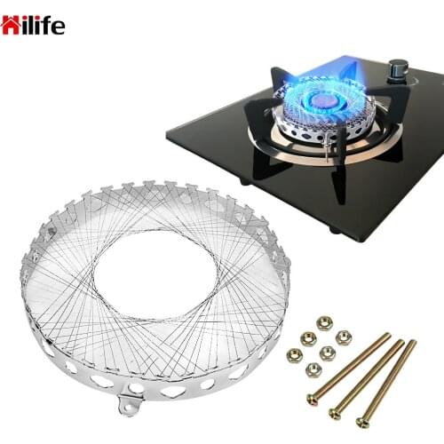 Stainless Steel Stove Accessories Pot Stand Adapter Windproof Round Mesh Aggregate Flame Energy Saving Cover Gas Stove Torch Net