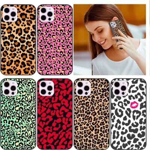 New Products Leopard Print Neon Lights Protective Case For iphone 11 12 Pro Max mini 7 8 6 6S Plus XR X XS MAX SE LEOPARD Case