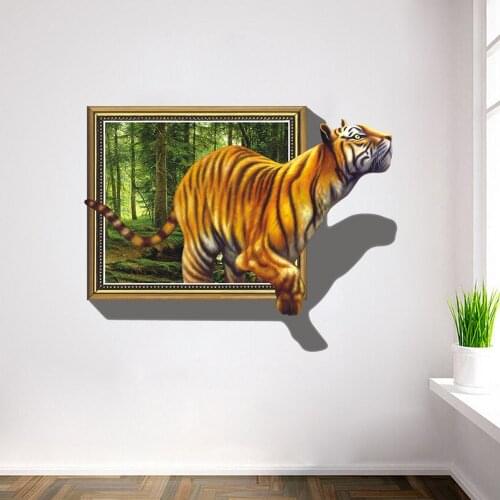 NEW Creative wall sticker 3D three-dimensional wall stickers The tiger Wall Sticker Interesting wall stickers 9168017