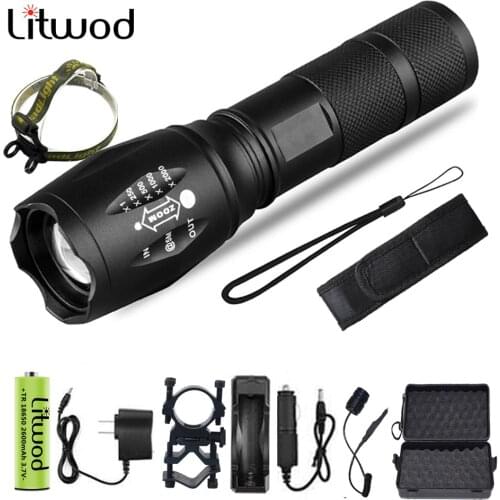 Hunting Led Flashlight Ultra Bright Waterproof Torch T6/L2/V6 zoomable 5 Modes tactiacl flashlight use 18650 battery