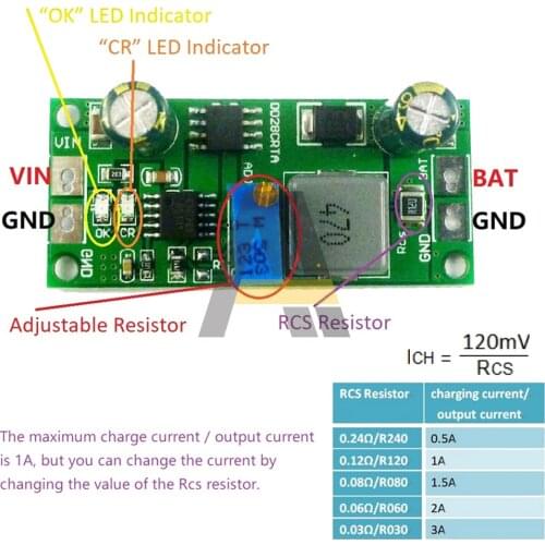 DC-DC 3.7-18.5V 1A Lithium Battery Charger Module for LiFePO4 Input DC 6.6-25V Output DC 1.2-23V Adjustable Step-down Converter
