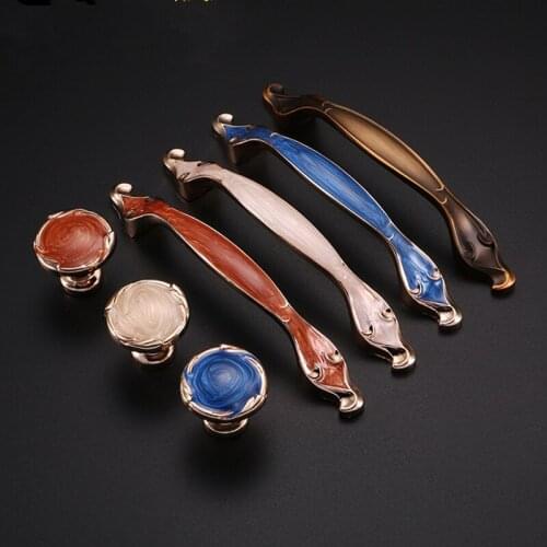 Antique Amber Wardrobe Door Handles Zinc Alloy Drawer Knobs Pulls Cupboard Handles Pastoral Furniture Handle Cabinet Handles