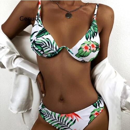 Sexy High Waist Bikini 2021 One Shoulder Swimsuit Female Ruffle Bathing Suit Retro Floral Print Swimwear Women Bathers
