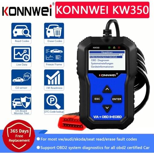 KONNWEI KW350 OBD2 Code Scanner for Car VAG with ABS Airbag Reset Oil Service Light EPB Diagnostic Tool Better VAG COM For VW