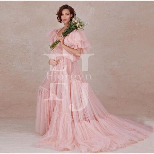 Sofy Brown Maternity Gown for Photoshoot 2021 Custom Made A-Line Open Front Evening Gowns robe femme pregnancy dress