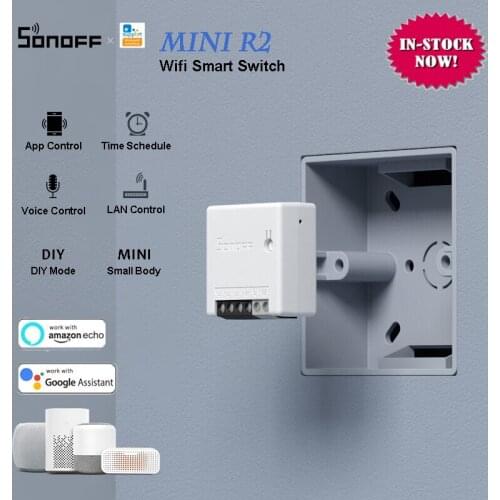 SONOFF MINI r2 DIY WiFi Switch Two Way Smart Switch Small Body Timer Light Switch Remote Control Module Work With Alexa Itead