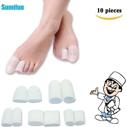 Sumifun 10Pcs Gel Foot Corns Remover Blisters Gel Bunion Toe Finger Protector Foot Massager Insoles Toe Separator D0185