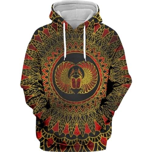 Men retro ancient egypt horus god print 3D india native Hoodies unisex vintage Sweatshirt zipper pullover tracksuit -1
