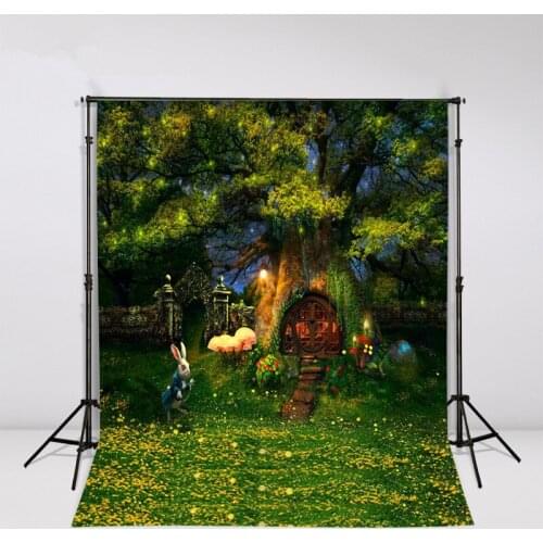 TR 5x7 Green Forest Photography Backdrop Wonderland Cartoon Treehouse Background for Photography Studio Custom Birthday Party