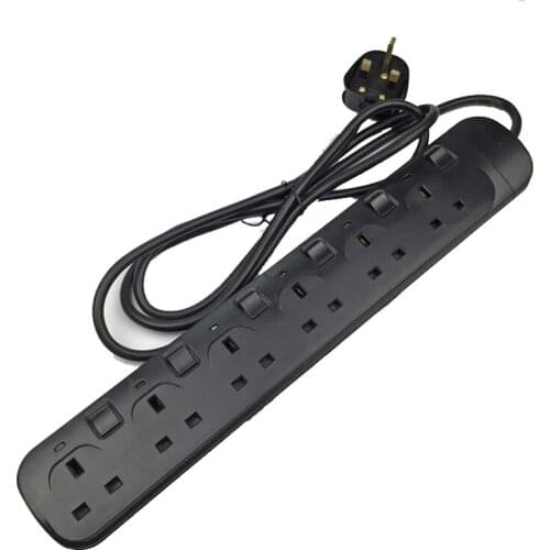 13A 230V UK Plug Power Board Power Socket Intelligent Power Board Plug Power Adapter 6 Bit With Independent Switch Socket