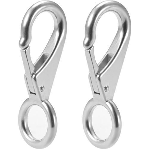 Uxcell Fixed Eye Hook,304 Stainless Steel 3# Carabiner Lock Boat Clip Hook 98mm Length Silver Tone 2 Pcs