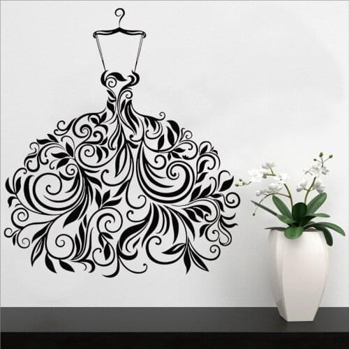 Bridal Shop Wall Sticker Beautiful Wedding Dress Vinyl Decal Creative Wedding Clothing Decals Removable Store Window Decoration